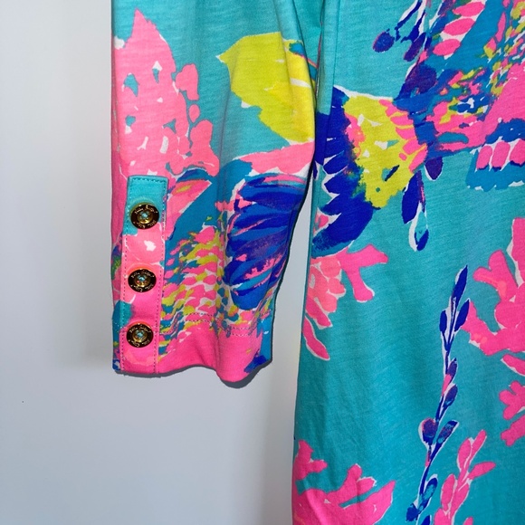 Lilly Pulitzer Riva Shorely Blue Sandstorm V-Neck Dress Size Small - Picture 5 of 7